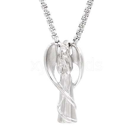 Non-Tarnish Stainless Steel Angel Pendant Necklaces for Women WQ2654-1-1