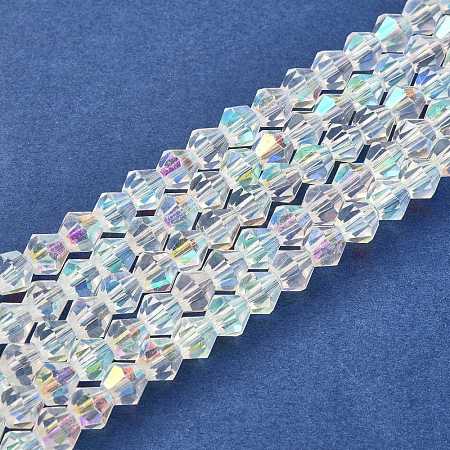 Handmade Glass Faceted Bicone Beads GB6mmC28-AB-1