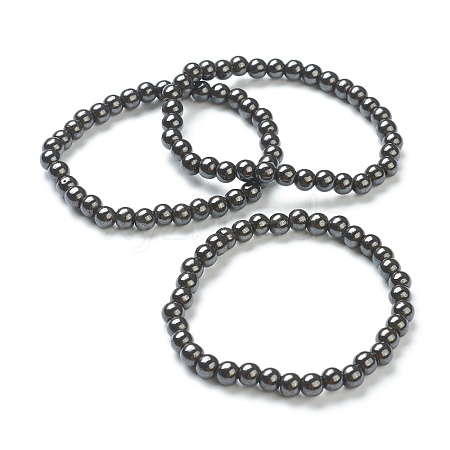 Synthetic Non-magnetic Hematite Beaded Stretch Bracelets BJEW-D446-B-22-1