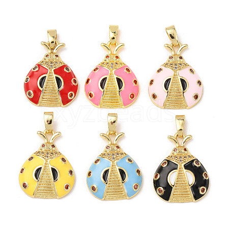 Brass Micro Pave Cubic Zirconia & Enamel Pendants KK-F917-04B-1