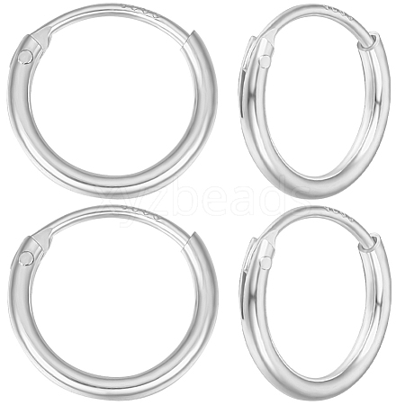 Beebeecraft 4 Pairs 925 Sterling Silver Huggie Hoop Earring Findings STER-BBC0005-36S-1