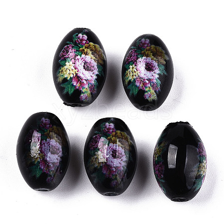 Printed & Spray Painted Opaque Glass Beads LS-GLAA-S047-07B-D02-1