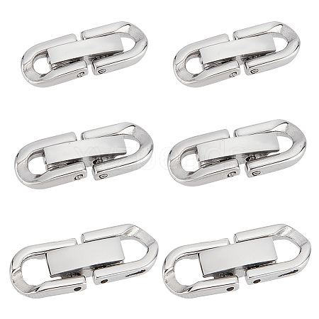 GOMAKERER 6Pcs 3 Styles 304 Stainless Steel Fold Over Clasps STAS-GO0001-24-1