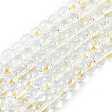 Electroplate Glass Beads Strands EGLA-Q062-8mm-A08-1