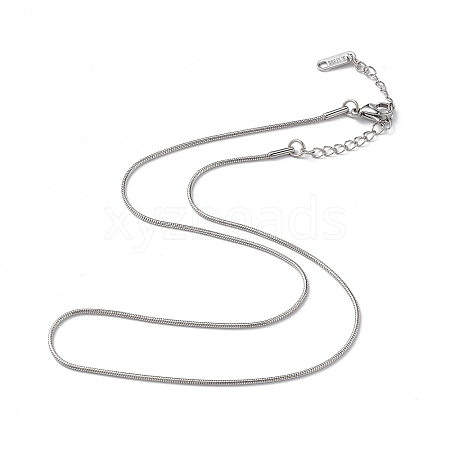 Non-Tarnish 304 Stainless Steel Round Snake Chain Necklace for Men Women NJEW-K245-016B-1