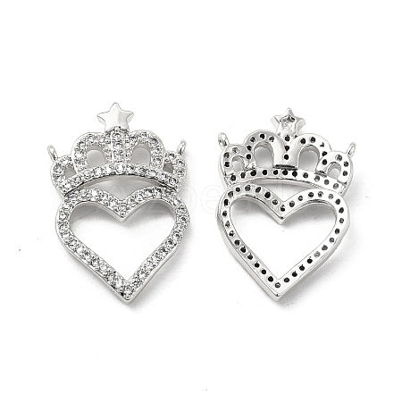 Brass Micro Pave Clear Cubic Zirconia Connector Charms KK-E068-VB100-1