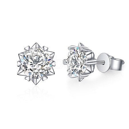 Anti-Tarnish 925 Sterling Silver with Moissanite Rhinestone Earrings AJEW-U007-06P-1