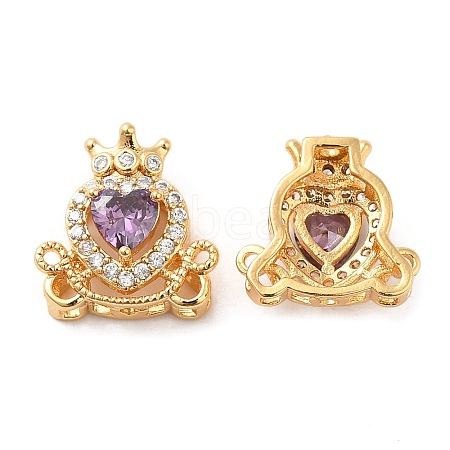 Brass Micro Pave Purple Cubic Zirconia Charms KK-F860-74G-01-1