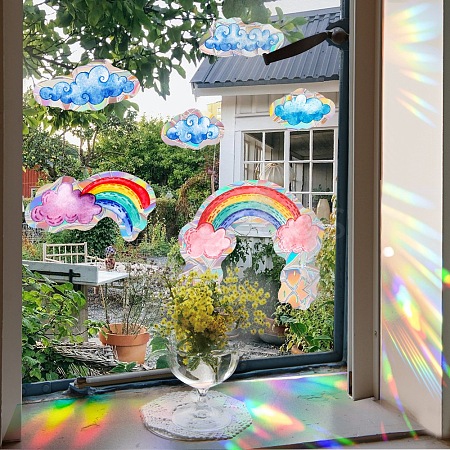 Rainbow & Cloud Rainbow Prism Electrostatic Window Stickers PW-WGA11A0-01-1