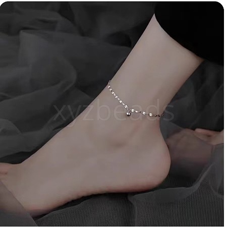 Alloy Round Charm Dapped Chains Anklets WGFEED8-04-1
