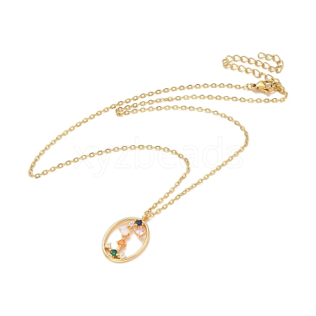 Colorful Cubic Zirconia Constellation Pendant Necklace LS-NJEW-H166-01K-1
