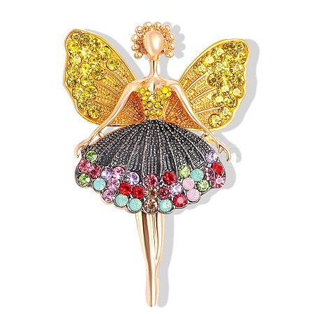 Butterfly Dancer Enamel Pin with Rhinestone JEWB-P016-01G-03-1