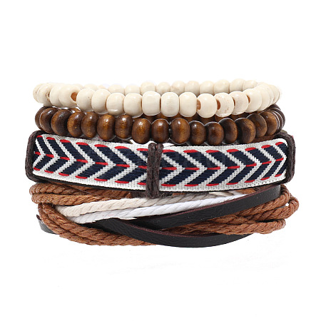 Cowhide & Imitation Leather Cord Knitted Multi-strand Bracelets WG31D03-39-1