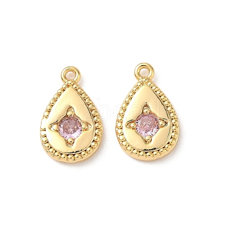 Brass Micro Pave Cubic Zirconia Charms KK-D504-20C-G-1