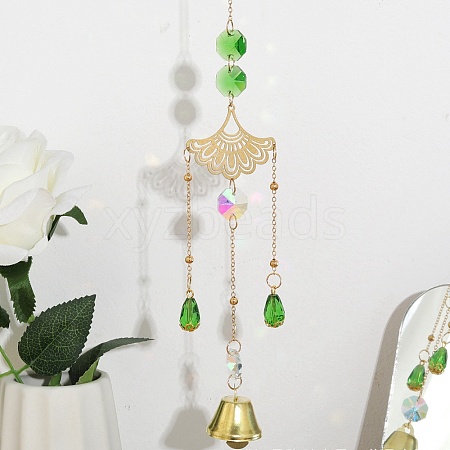 Faceted Glass Teardrop & Octagon Hanging Suncatcher HJEW-I010-02D-1