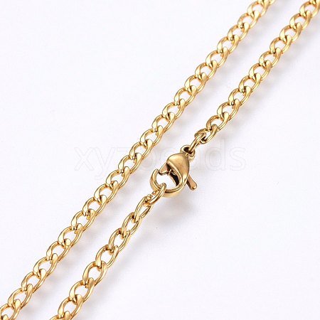 304 Stainless Steel Curb Chain Necklaces MAK-L015-30B-1