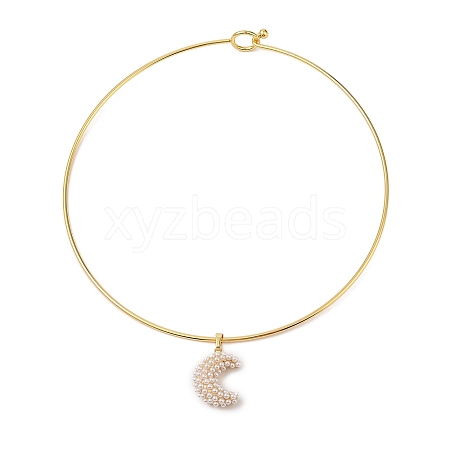 Brass with ABS Imitation Pearl Charm Bangles BJEW-Q350-05A-G-1