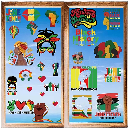 8 Sheets 8 Styles Juneteenth PVC Waterproof Wall Stickers DIY-WH0345-133-1