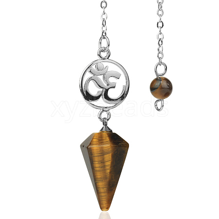 Natural Tiger Eye Dowsing Pendulum Big Pendants PW-WG0D6A7-18-1