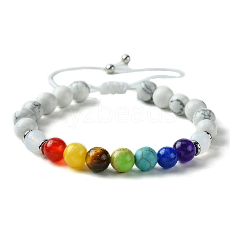 Chakra Natural & Synthetic Mixed Stone Braided Bead Bracelets BJEW-JB09857-1