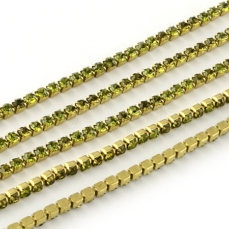 Nickel Free Raw(Unplated) Brass Rhinestone Strass Chains CHC-R119-S6-03C-1-1