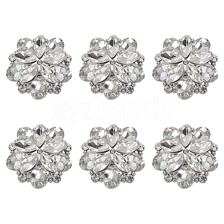 6Pcs Glass Rhinestone Shank Buttons BUTT-FG0001-52P-1