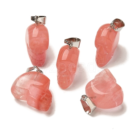 Cherry Quartz Glass Pendants G-Z067-02P-07-1