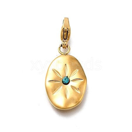 Oval 304 Stainless Steel Rhinestone Pendant Decoration STAS-R159-49G-05-1
