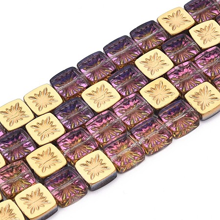 Electroplate Transparent Glass Beads Strands EGLA-N017-03G-1