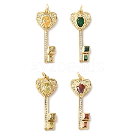 Rack Plating Brass Micro Pave Cubic Zirconia Pendants KK-U022-16-02-1