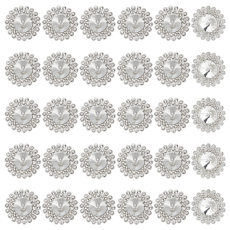 MAYJOYDIY US 30Pcs Alloy Rhinestone Shank Buttons BUTT-MA0001-03-1