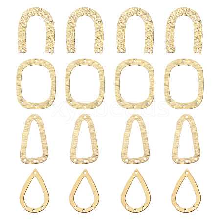 BENECREAT 24Pcs 4 Style Brass Chandelier Component Links KK-BC0011-73-1