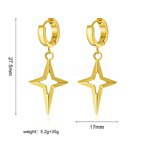 Stylish Stainless Steel Star Hoop Earrings CK3851-1