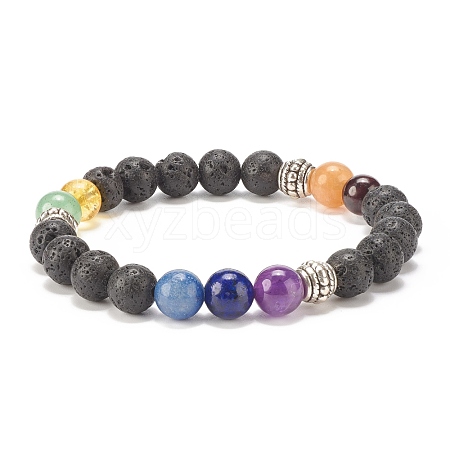 Natural & Synthetic Mixed Gemstone Stretch Bracelet BJEW-JB08170-1