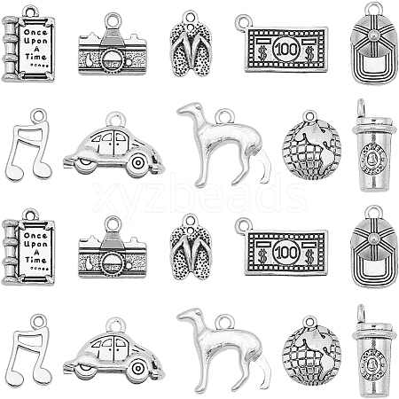 60Pcs 10 Styles Tibetan Style Alloy Pendants FIND-SC0010-72-1