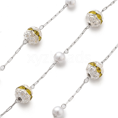 Handmade ABS Imitation Pearl & Rhinestone Round Chains CHS-L028-03P-01-1