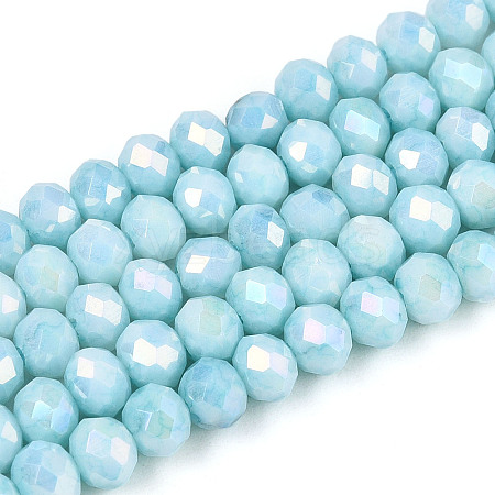 Anti-Tarnish Electroplate Rondelle Glass Beads Strands EGLA-T021-4mm-17-08-1