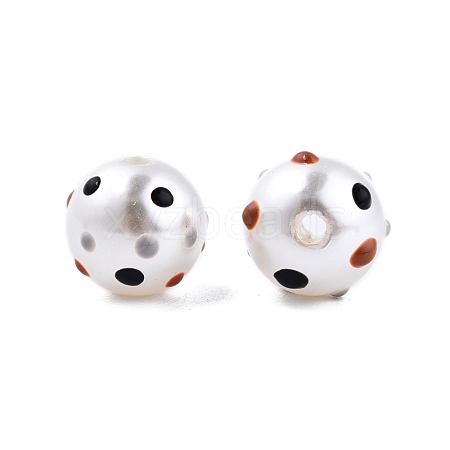 Spot Pattern Opaque ABS Plastic Imitation Pearl Enamel Beads KY-G020-02A-1