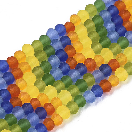 7 Colors Frosted Glass Beads Strands X-EGLA-S192-001A-E01-1