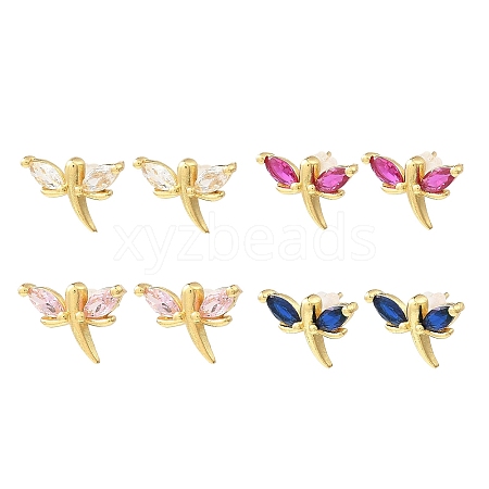 Dragonfly Real 18K Gold Plated Brass Stud Earrings EJEW-L270-09G-1