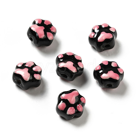 Handmade Printed Porcelain Beads PORC-F005-02B-1