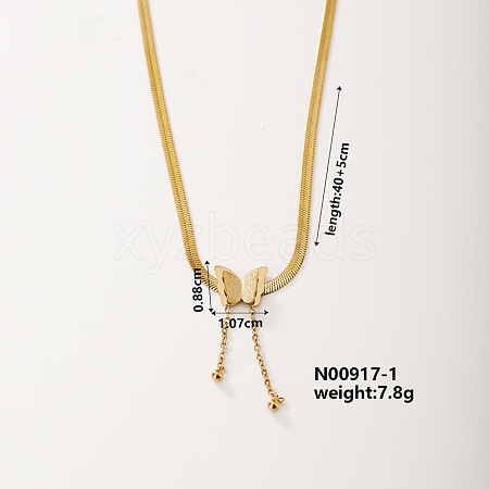 Fashionable Stainless Steel Short Snake Bone Chain Butterfly Link Necklaces HK7200-1