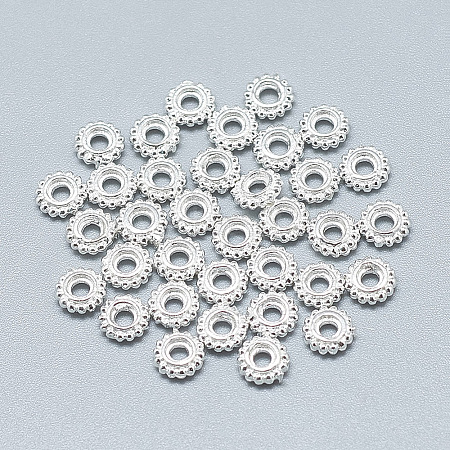 925 Sterling Silver Granulated Spacer Beads STER-T002-73S-1