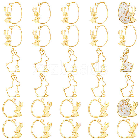 DICOSMETIC 30Pcs 3 Styles  Easter Theme Alloy Open Back Bezel Pendants FIND-DC0001-90-1