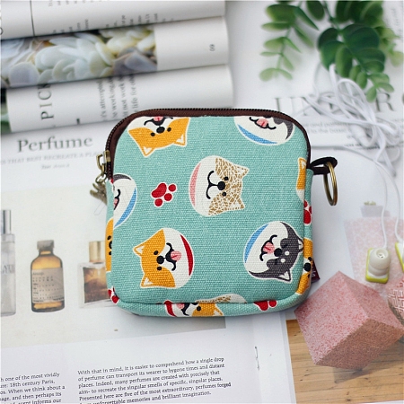 Dog Printed Canvas Cloth Zipper Wallets Purse for Women PW-WG27797-01-1