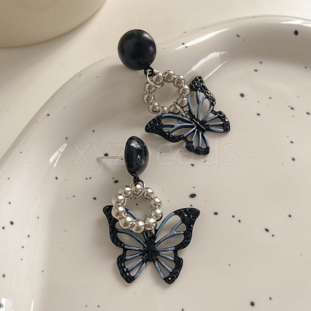 Enamel Butterfly Dangle Stud Earrings BUER-PW0001-002-1