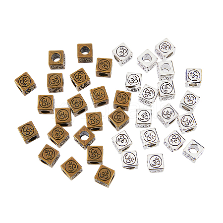 100Pcs 2 Colors Tibetan Style Alloy European Beads FIND-DC0002-53-1