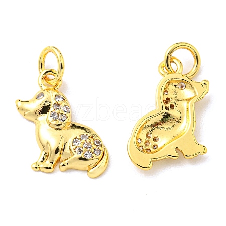 Rack Plating Brass Micro Pave Cubic Zirconia Charms KK-D036-19G-1