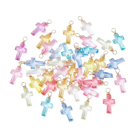 Cross Transparent Acrylic Pendants PALLOY-JF03190-1