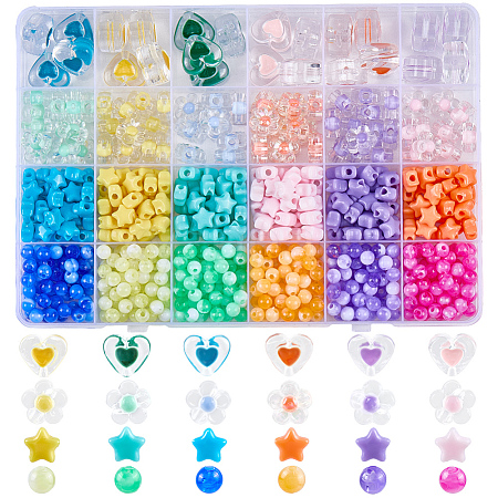 870Pcs 24 Colors Opaque & Transparent Acrylic Beads MACR-PA0001-40-1